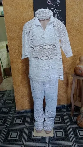 Conjunto Masculino em Guipir - artesanato de Ateliê Ofatemi